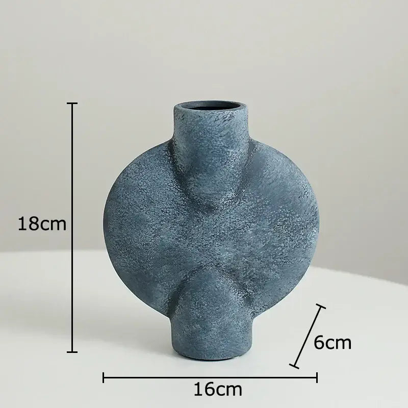 Modern muted tones ceramic disc vase set living room decor