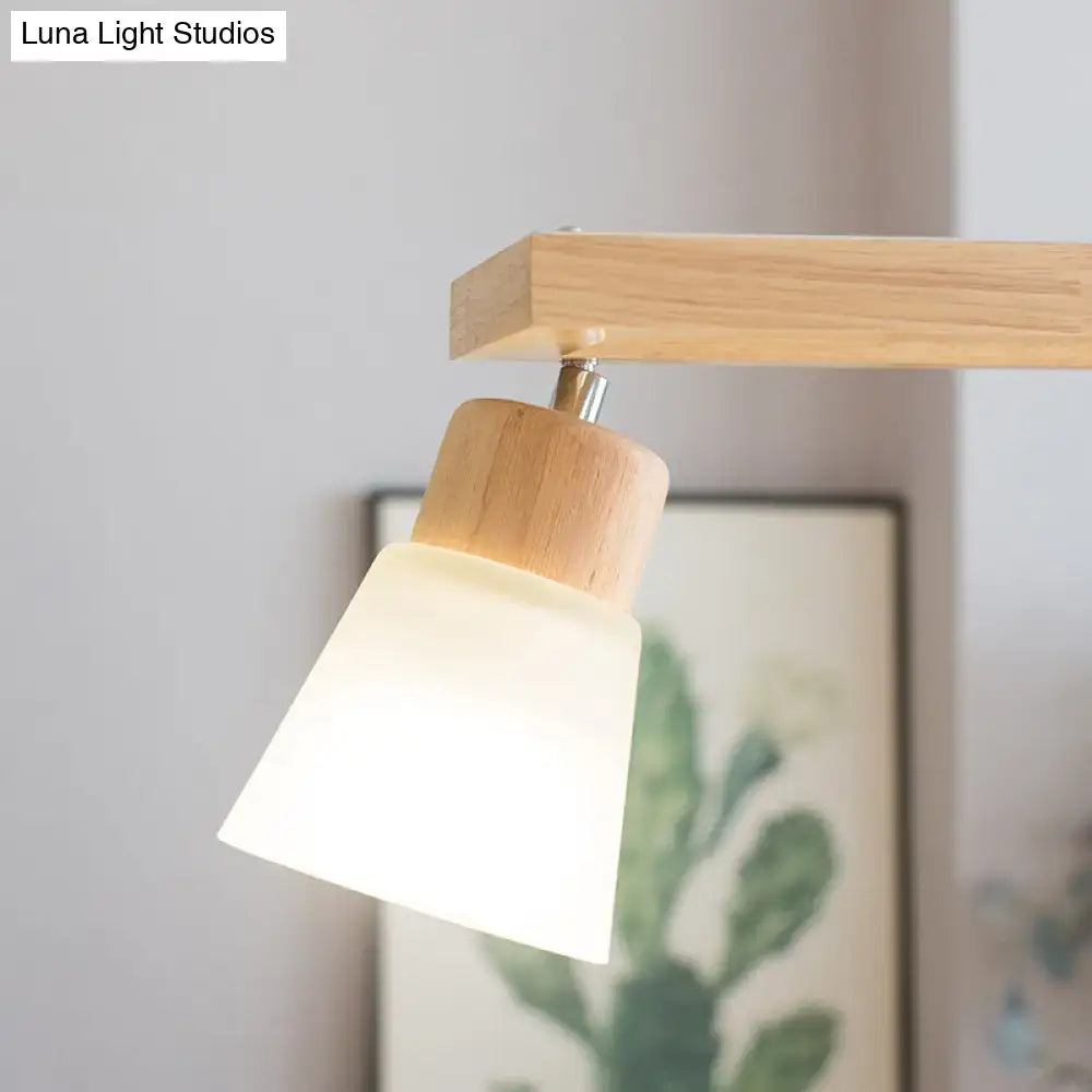 Modern natural wood rectangle island pendant light kitchen with figures