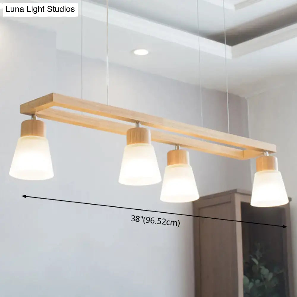 Modern natural wood rectangle island pendant light kitchen with figures