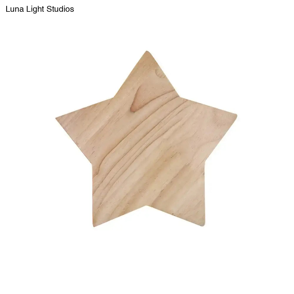 Modern natural wood star wall lamp living room sconce