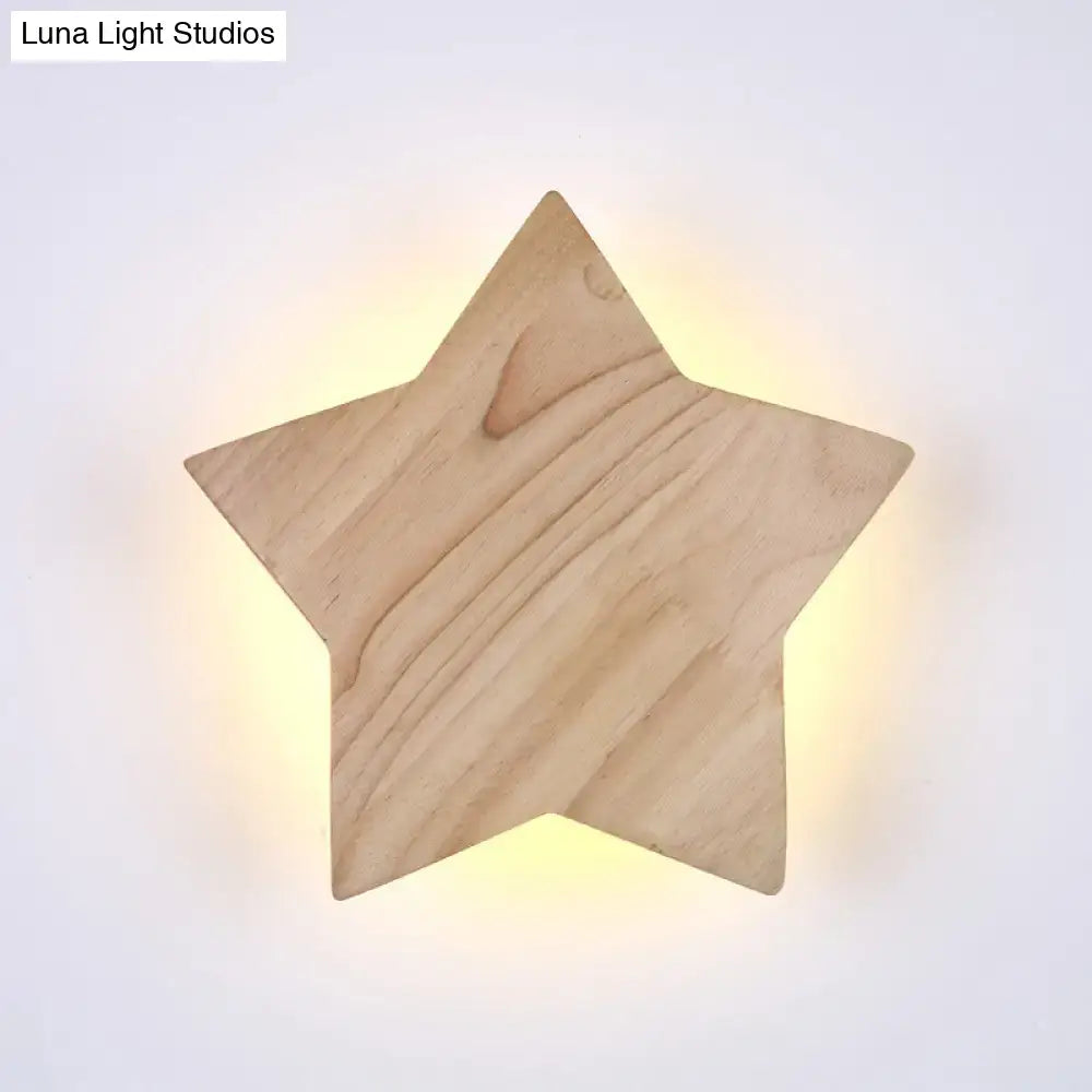 Modern natural wood star wall lamp living room sconce