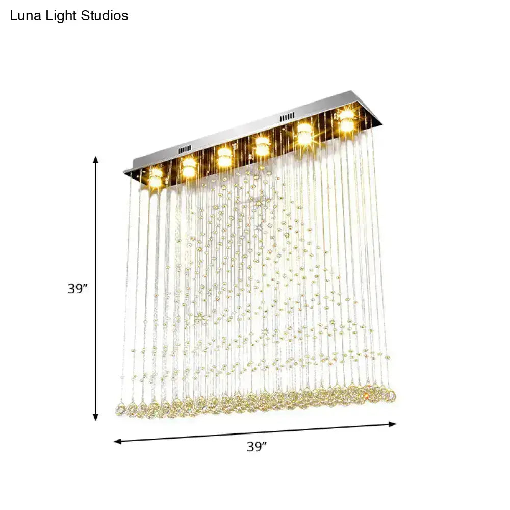 Modern nickel crystal ball cascade chandelier dining room light