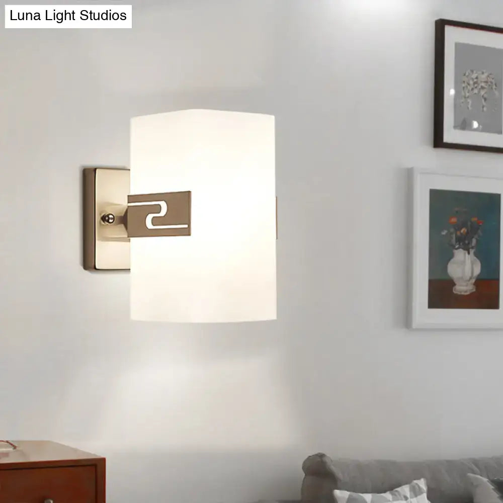 Modern nickel cuboid wall mounted sconce with glass for corridors