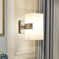 Modern nickel cuboid wall mounted sconce with glass for corridors