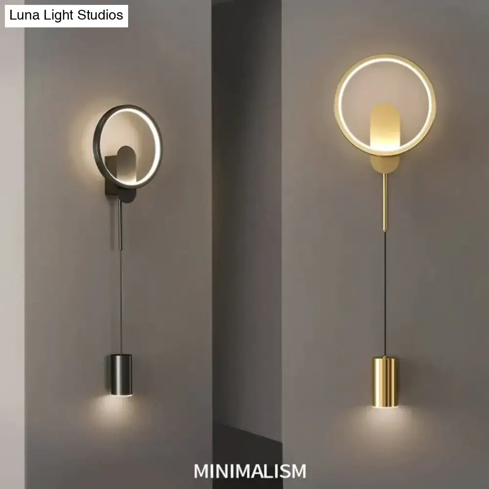 Modern nordic led wall lamp bedroom sconce in black & gold