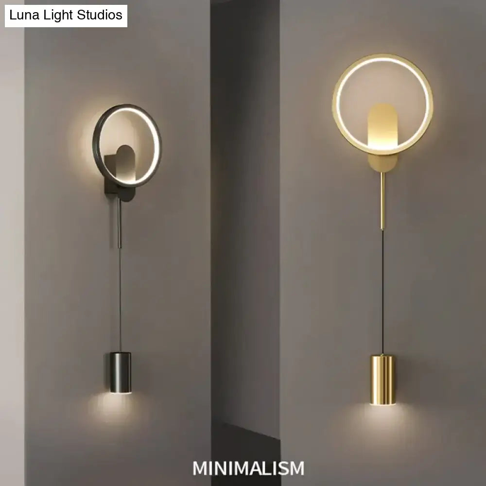 Modern nordic led wall lamp bedroom sconce in black & gold