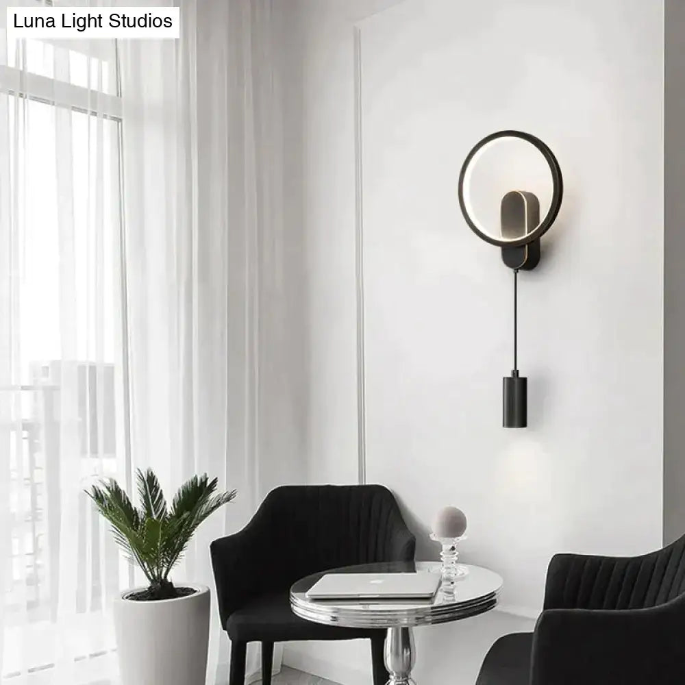 Modern nordic led wall lamp bedroom sconce in black & gold