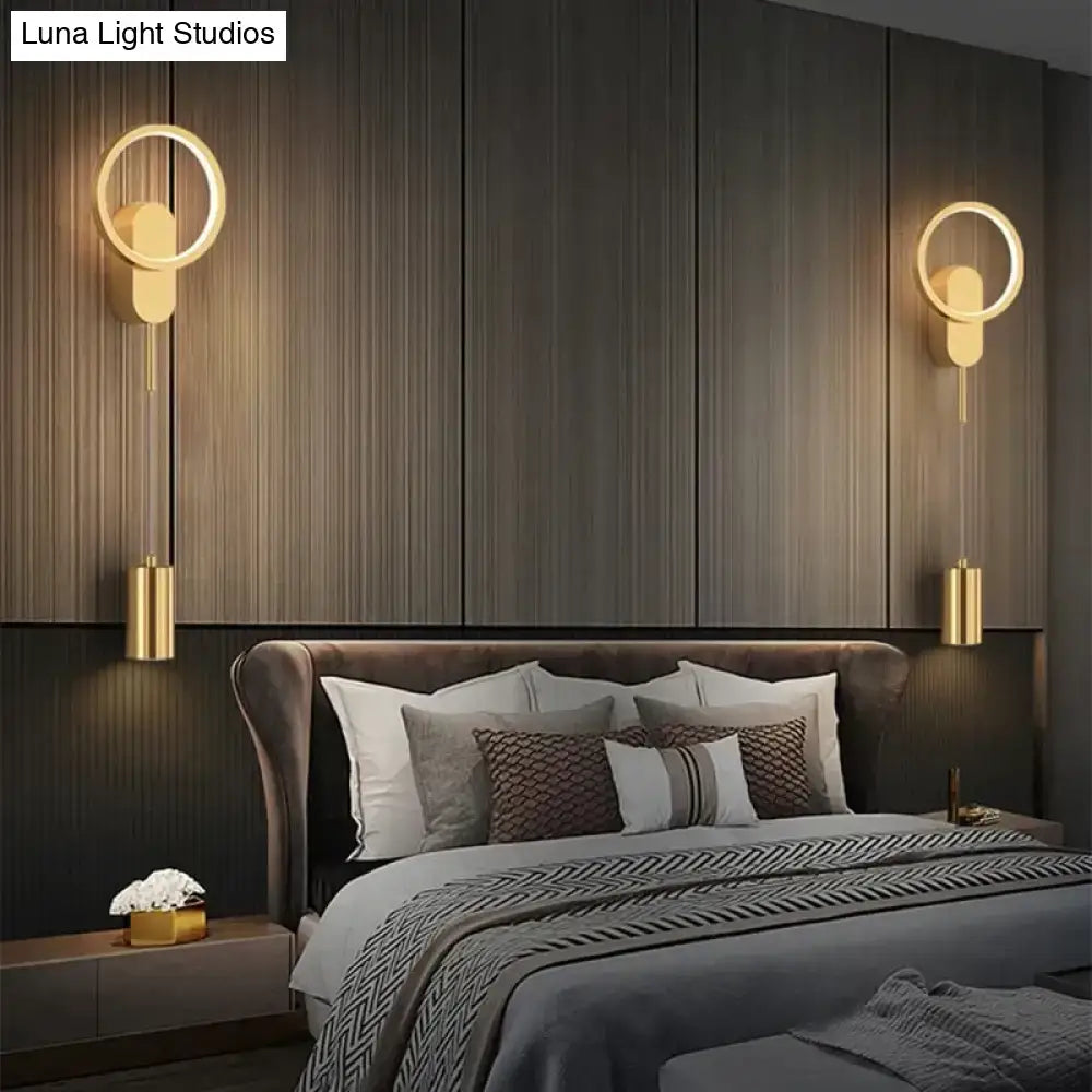 Modern nordic led wall lamp bedroom sconce in black & gold