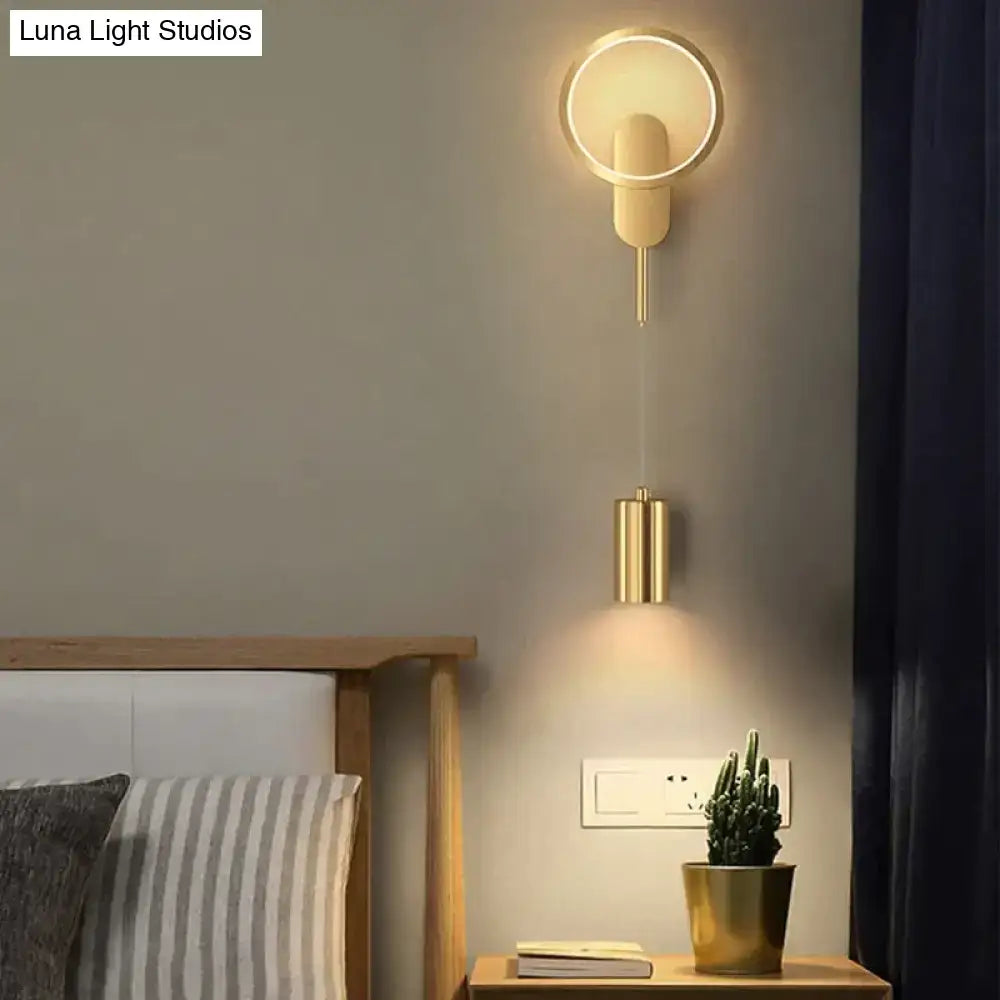 Modern nordic led wall lamp bedroom sconce in black & gold
