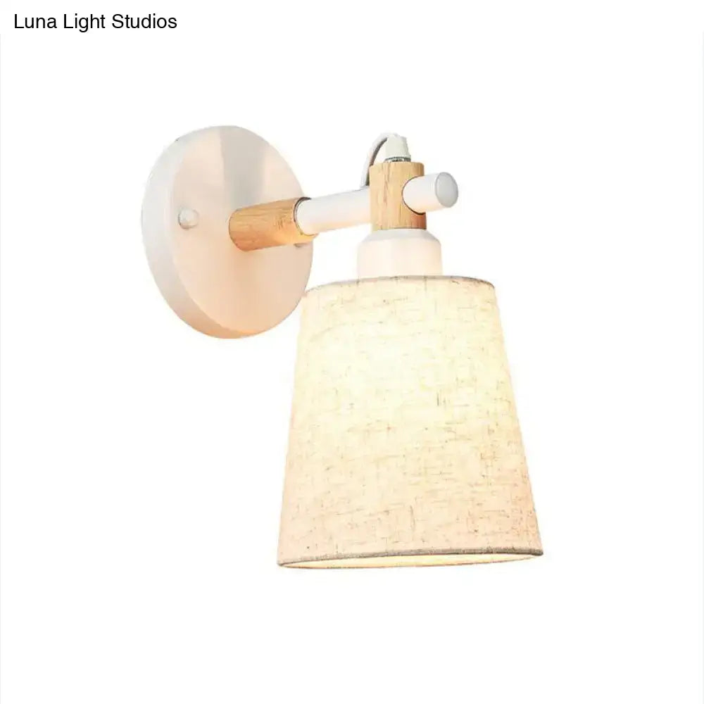 Modern nordic wood wall lamp with horn shade – bedroom sconce