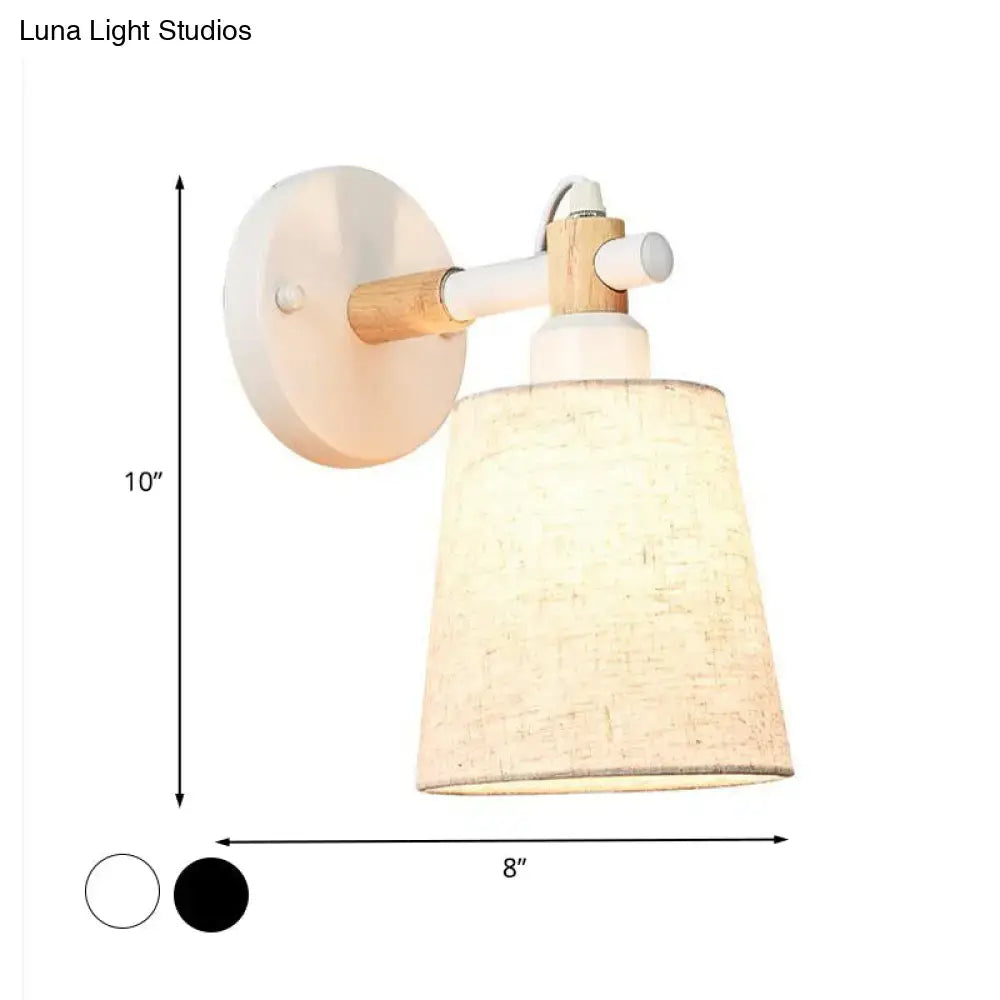 Modern nordic wood wall lamp with horn shade – bedroom sconce