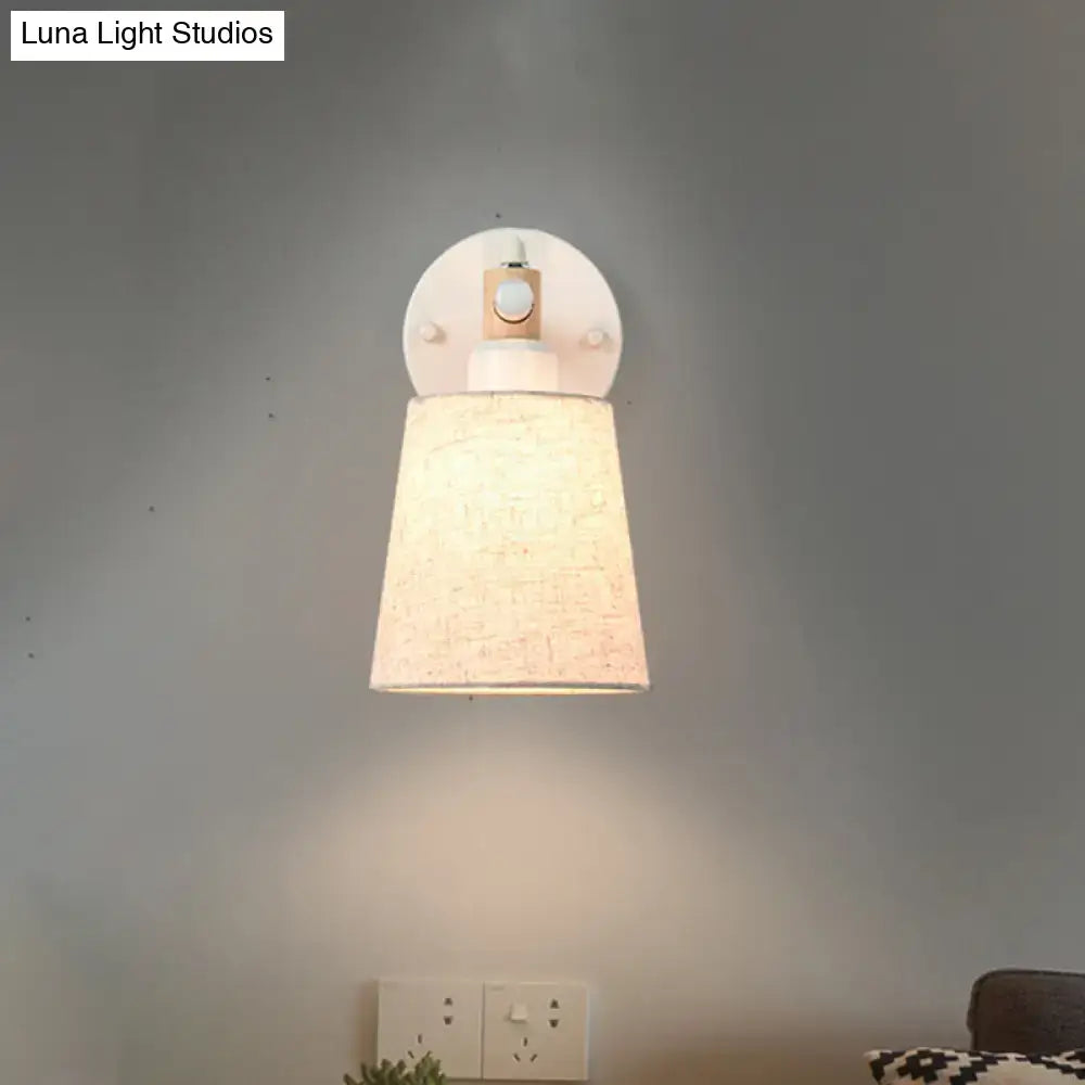 Modern nordic wood wall lamp with horn shade – bedroom sconce
