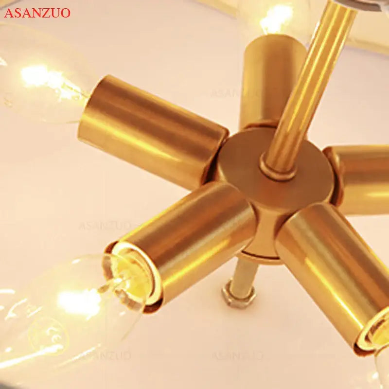 Modern off white textured fabric copper acrylic ceiling light bedroom