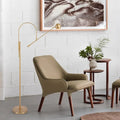 Modern olive green upholstered armchair living room wooden legs