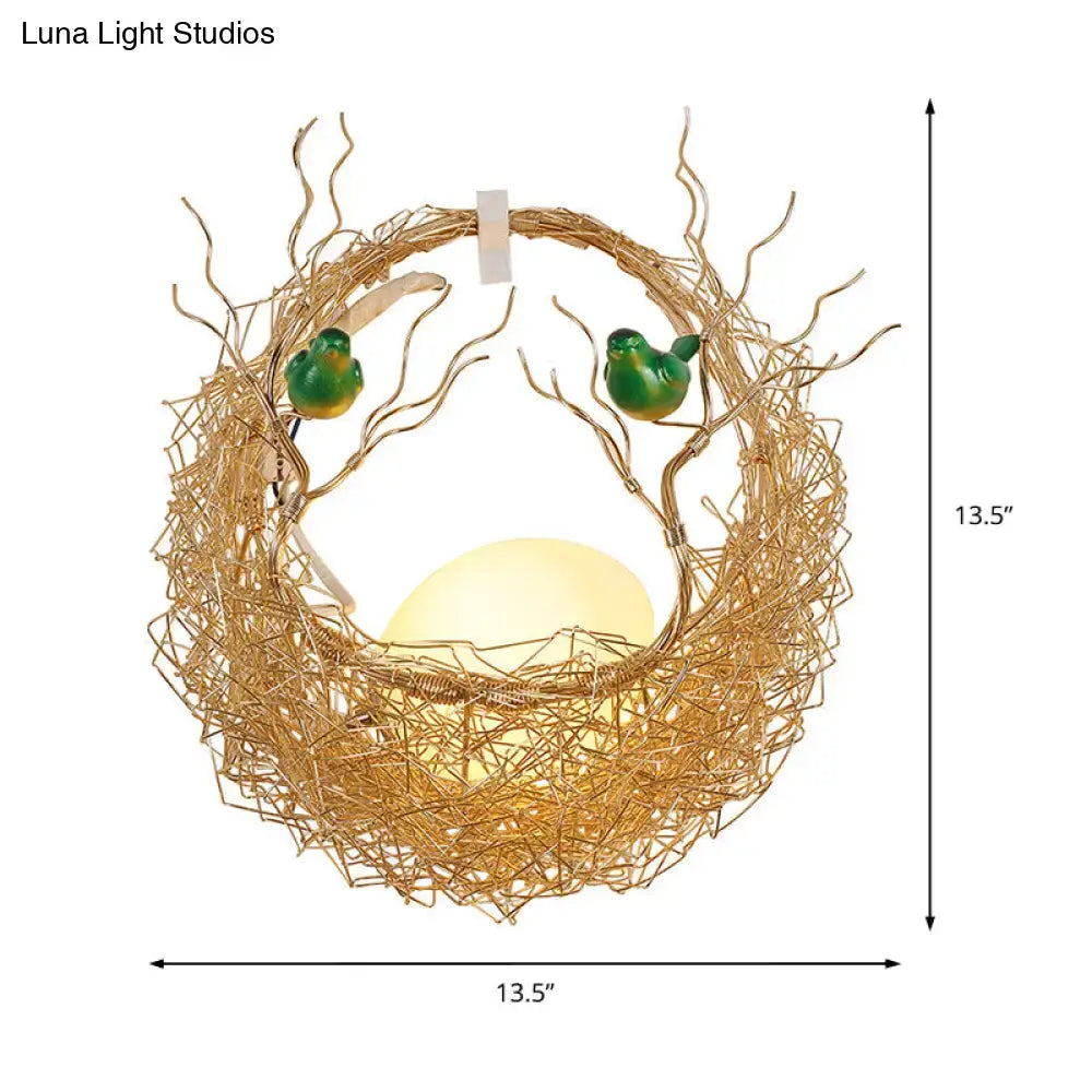 Modern opal glass bird nest sconce light for living room
