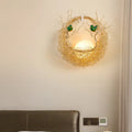 Modern opal glass bird nest sconce light for living room