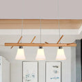 Modern opal glass island lighting in natural wood for dining room