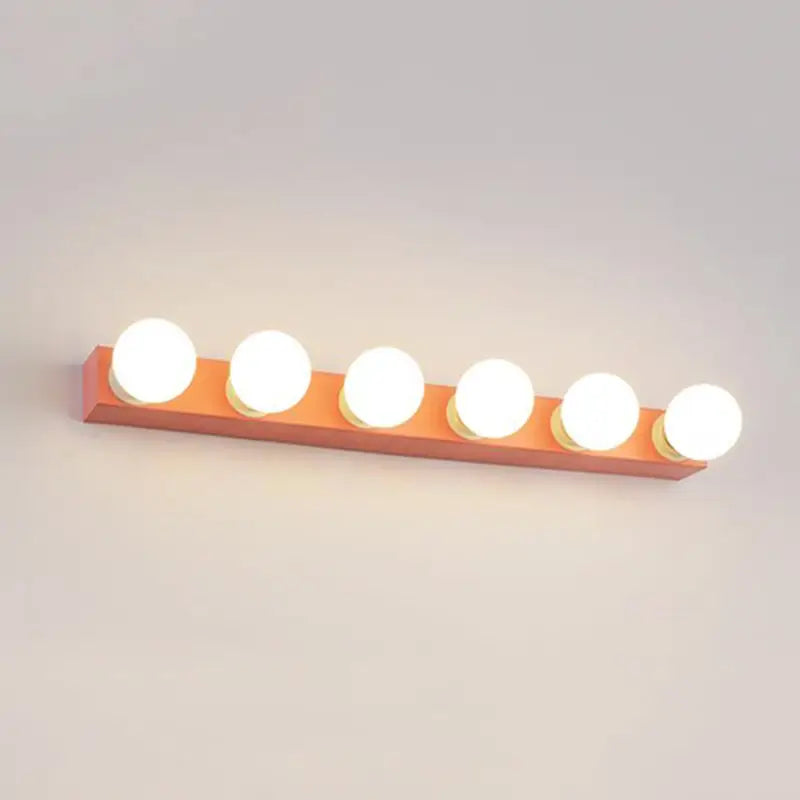 Modern orange & white 3 bulb vanity light fixture for bedroom