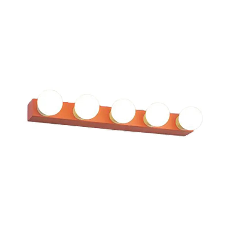 Modern orange & white 3 bulb vanity light fixture for bedroom