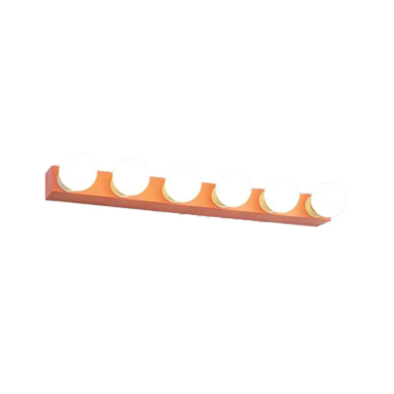 Modern orange & white 3 bulb vanity light fixture for bedroom