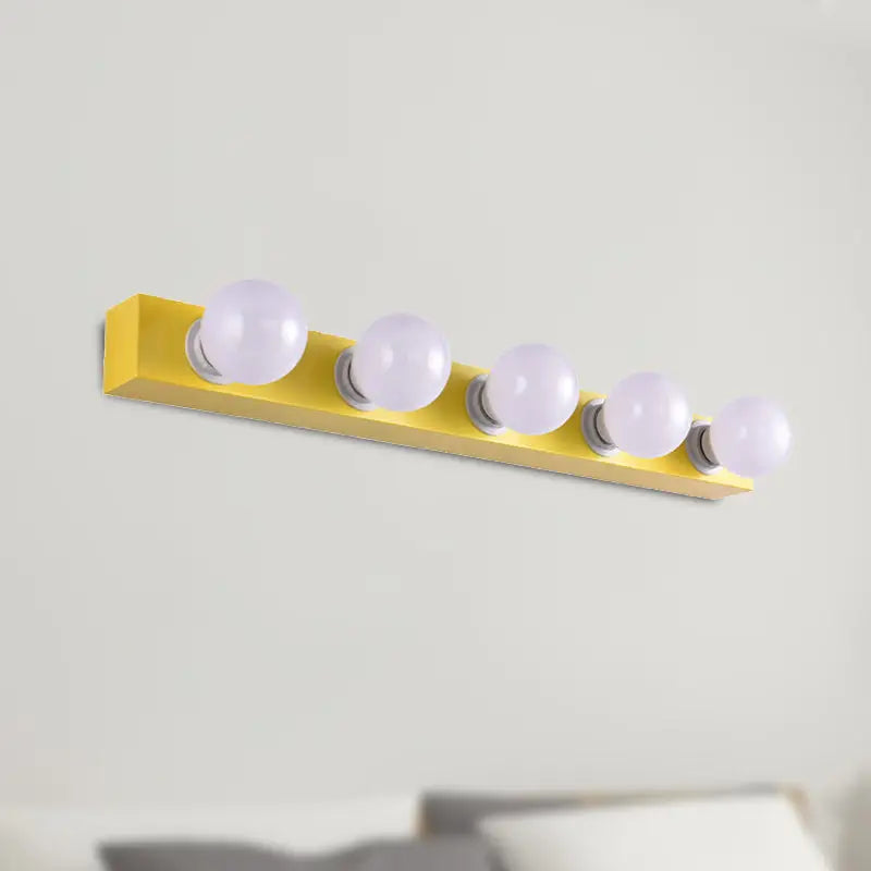 Modern orange & white 3 bulb vanity light fixture for bedroom