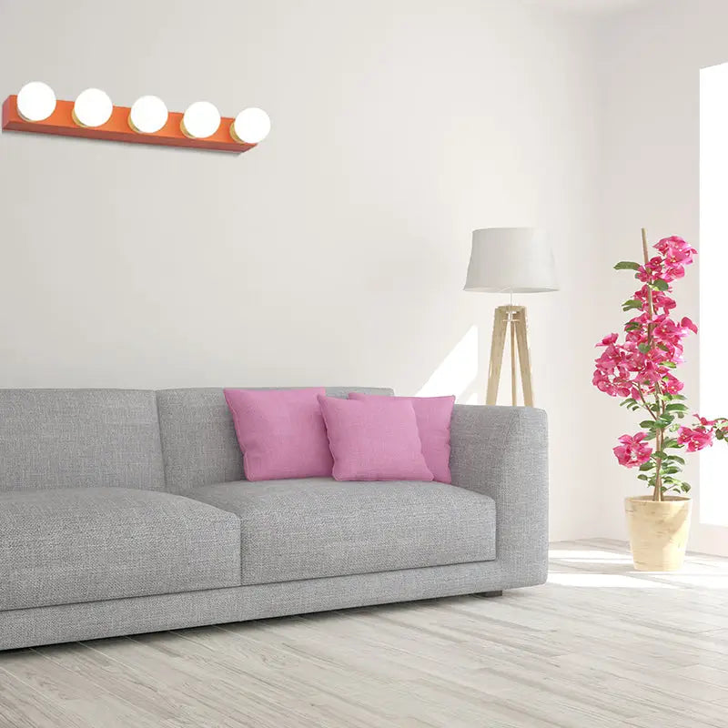 Modern orange & white 3 bulb vanity light fixture for bedroom