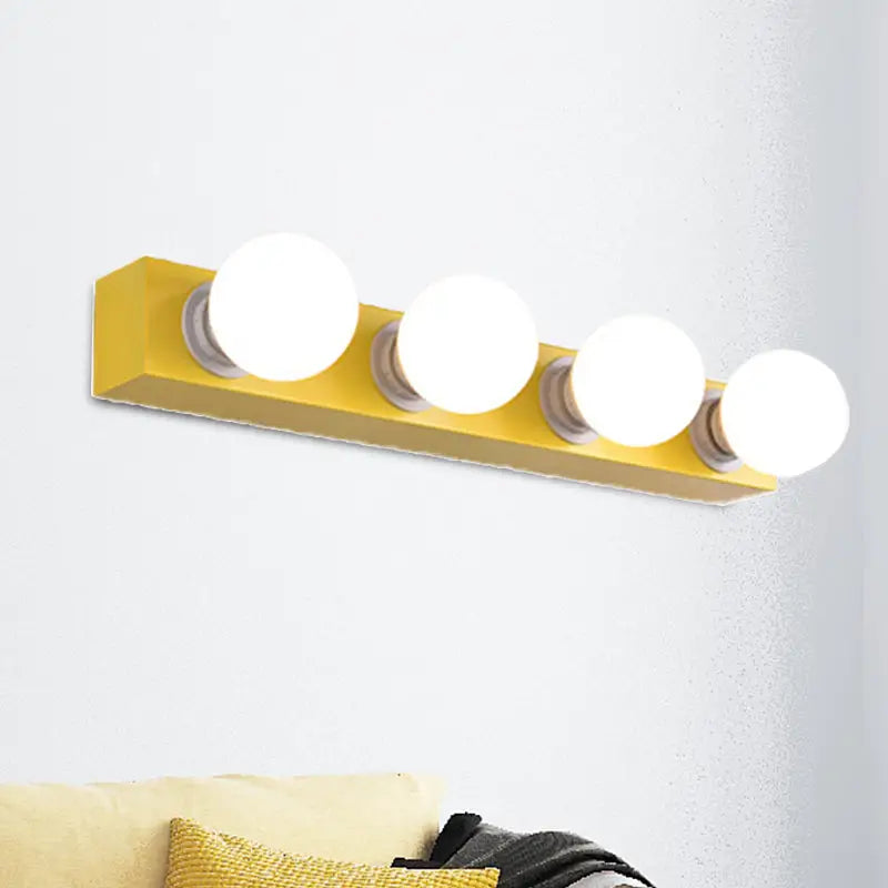 Modern orange & white 3 bulb vanity light fixture for bedroom