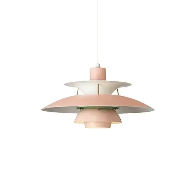 Modern orange & white tiered umbrella pendant light for kitchen