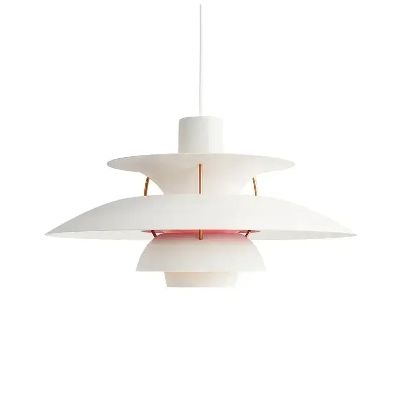 Modern orange & white tiered umbrella pendant light for kitchen