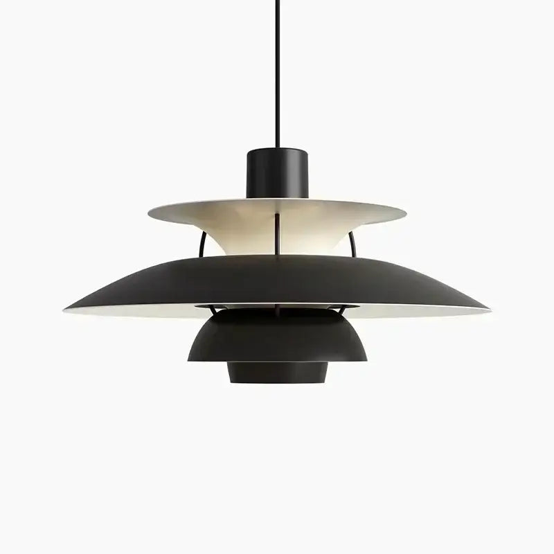 Modern orange & white tiered umbrella pendant light for kitchen