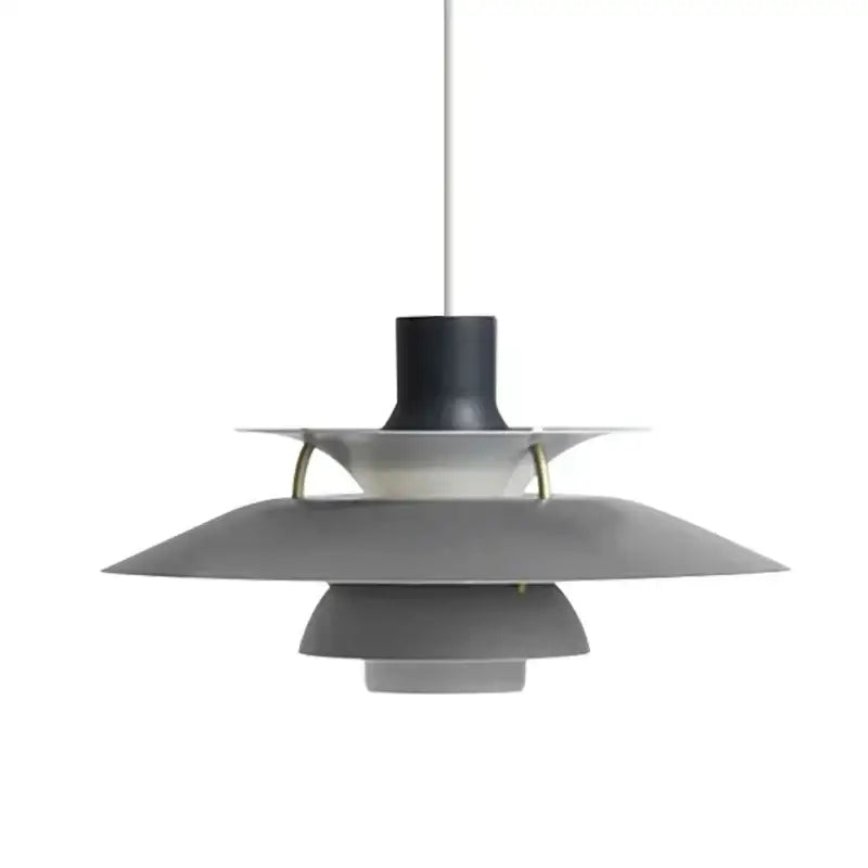 Modern orange & white tiered umbrella pendant light for kitchen