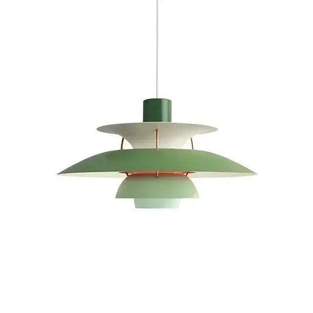 Modern orange & white tiered umbrella pendant light for kitchen
