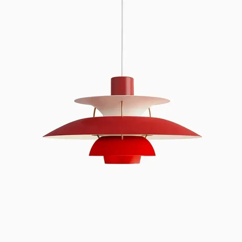 Modern orange & white tiered umbrella pendant light for kitchen