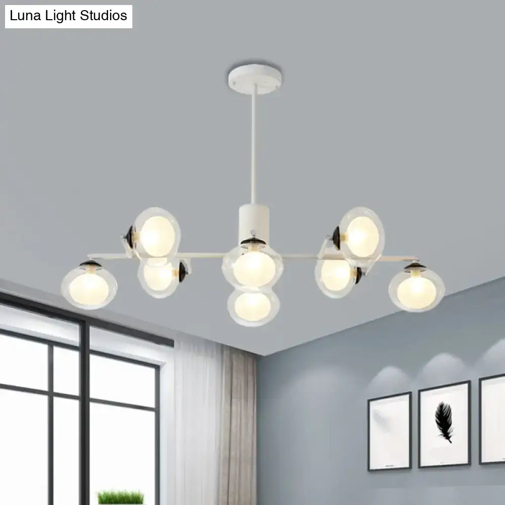 Modern oval black & white glass globe chandelier dining room light