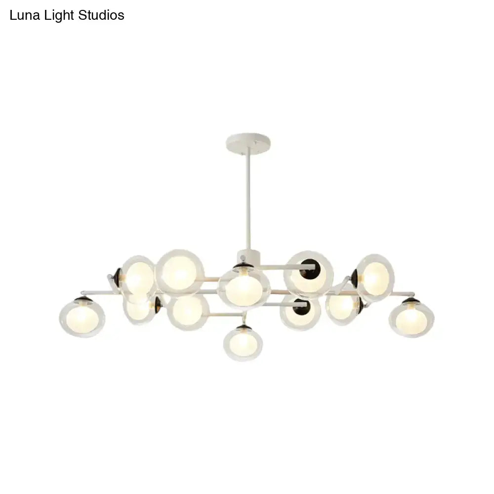 Modern oval black & white glass globe chandelier dining room light