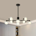 Modern oval black & white glass globe chandelier dining room light