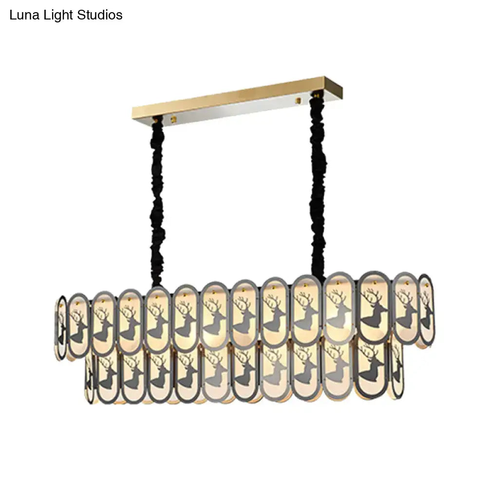 Modern oval glass deer suspension light – dining room 110v-120v