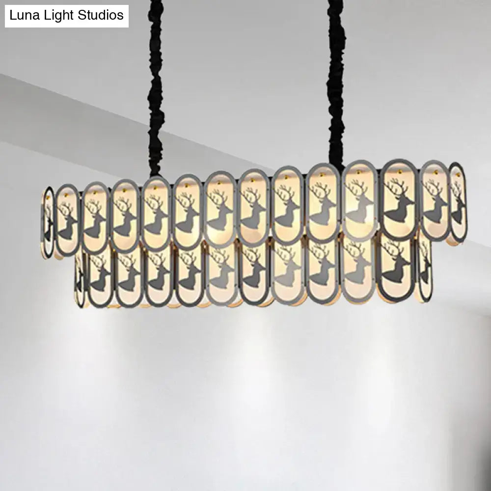 Modern oval glass deer suspension light – dining room 110v-120v
