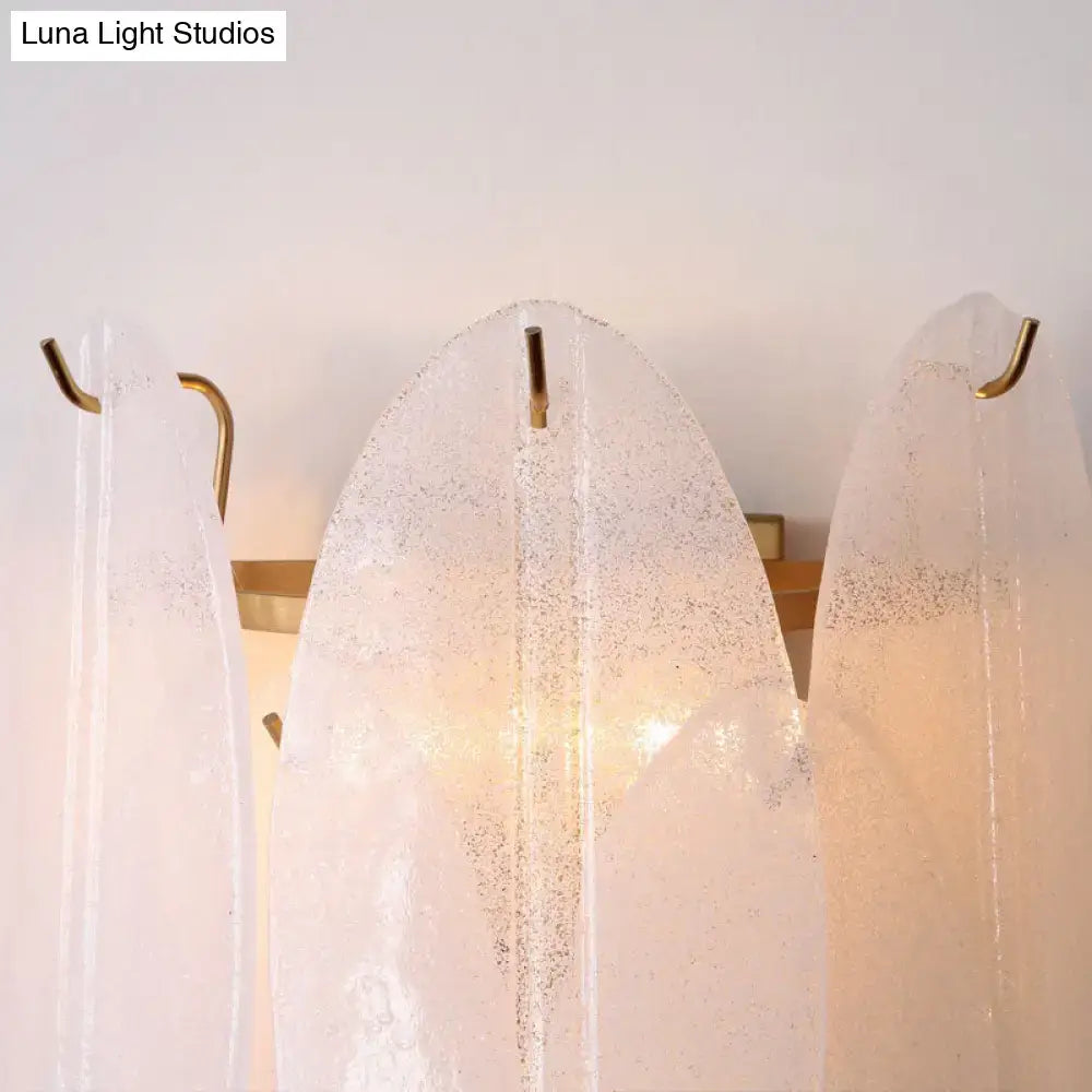 Modern oval white glass leaf wall sconce hallway light source