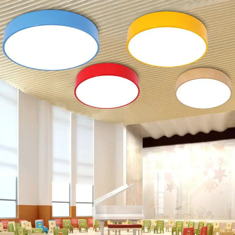 Modern pastel acrylic round led flushmount ceiling light for bedroom