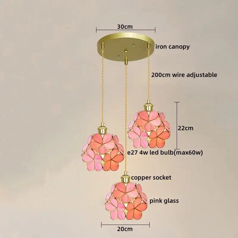 Modern pastel petal colorful glass led pendant lights dining room