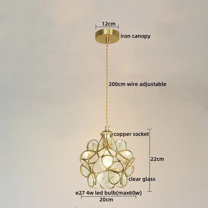 Modern pastel petal colorful glass led pendant lights dining room