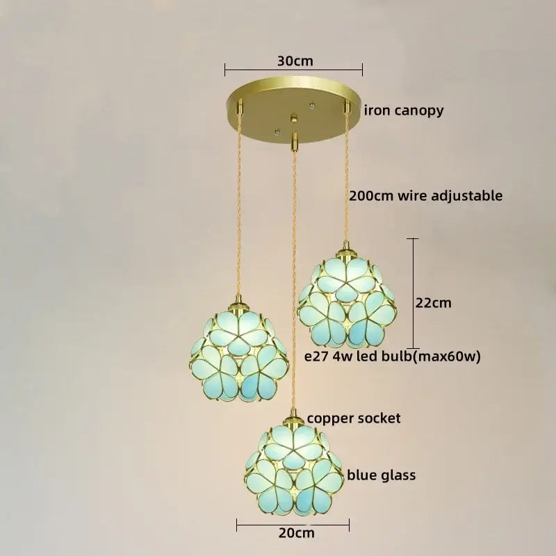 Modern pastel petal colorful glass led pendant lights dining room