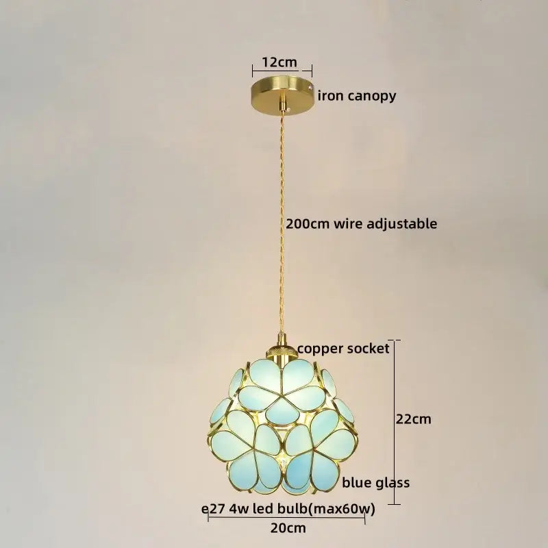 Modern pastel petal colorful glass led pendant lights dining room