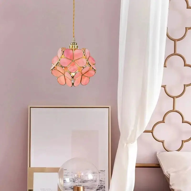 Modern pastel petal colorful glass led pendant lights dining room