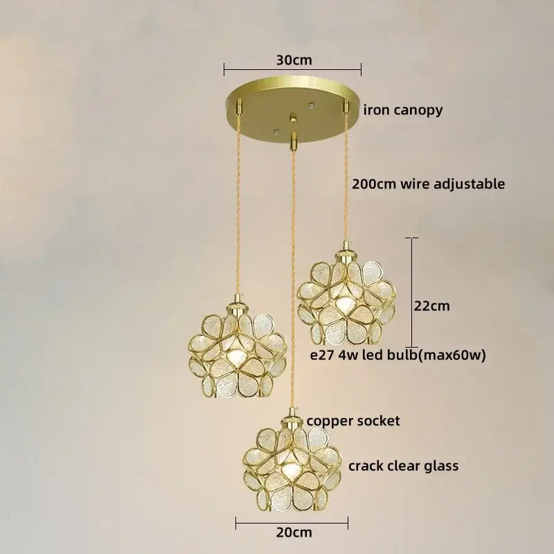 Modern pastel petal colorful glass led pendant lights dining room