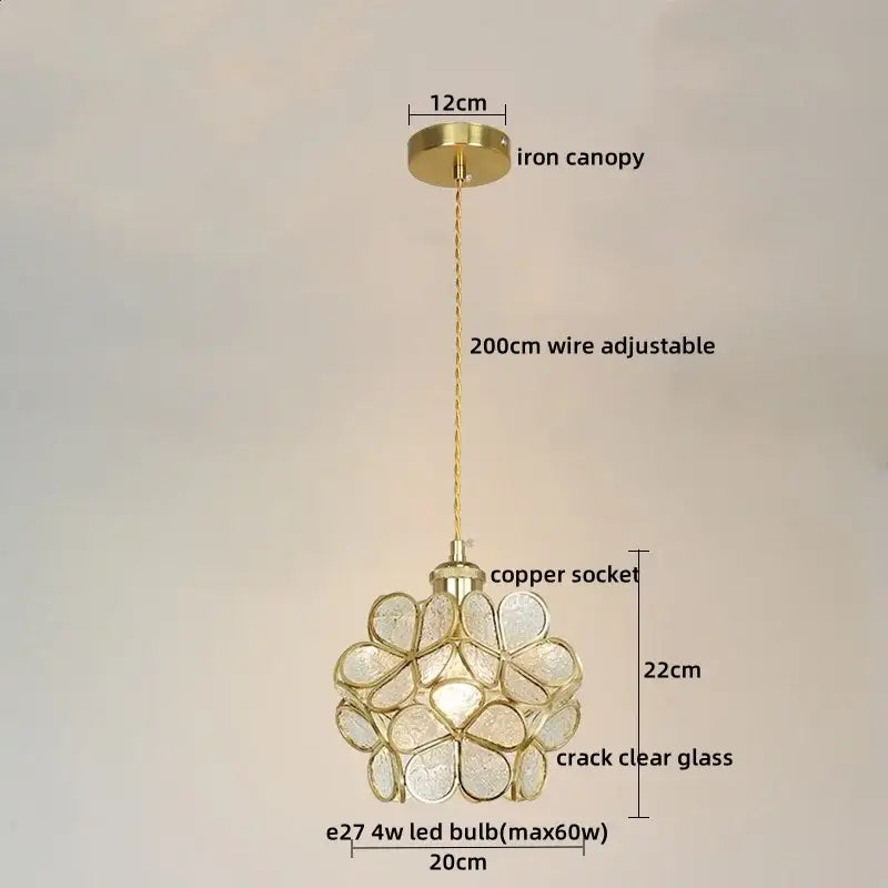 Modern pastel petal colorful glass led pendant lights dining room