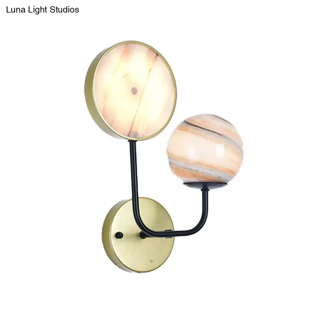 Modern peach & cream glass sconce light bedroom fixture