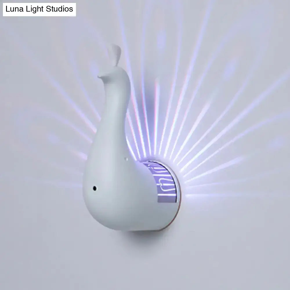 Modern peach peacock wall sconce bedroom rainbow projection light