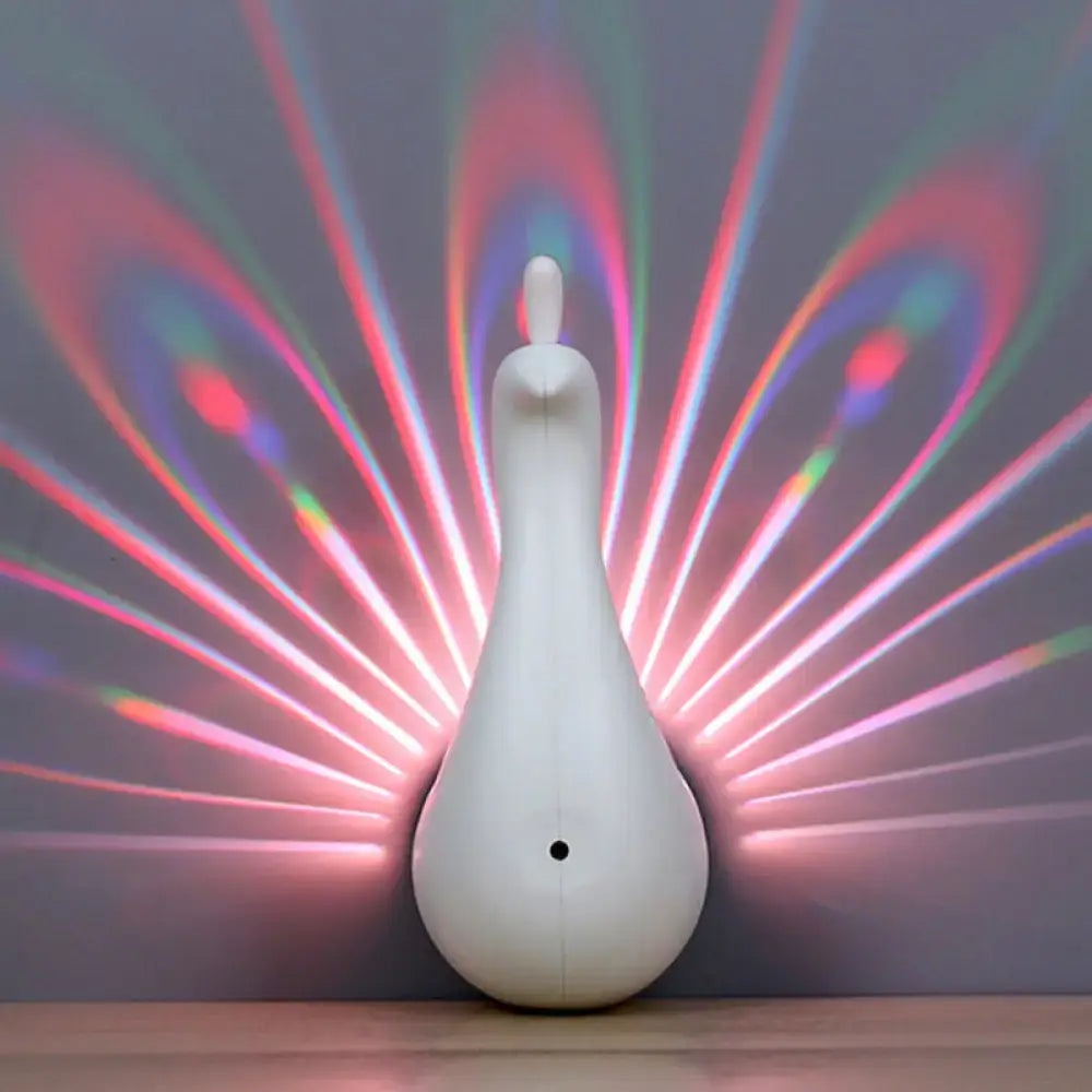 Modern peach peacock wall sconce bedroom rainbow projection light